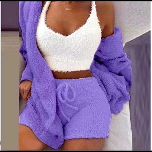 COPY - ❌3 pc cozy knit plush loungewear shorts set